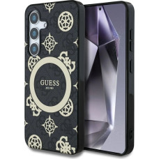 Guess Etui Guess 4G Background Gold Electroplated Peony Pattern MagSafe do Samsung Galaxy S25 czarny