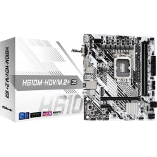 Asrock Mainboard|ASROCK|Intel H610|LGA1700|Micro-ATX|Memory DDR5|Memory slots 2|1xPCI-Express 3.0 1x|1xPCI-Express 4.0 16x|1xM.2|1x15pin D-sub|1xHDMI|1xDisplayPort|1xAudio-In|1xAudio-Out|1xMicrophone|4xUSB 2.0|1xUSB 3.2|1xUSB-C|1xPS/2|1xRJ45|H610M-HDV/M.2