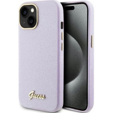 Guess Glitter Glossy Script case for iPhone 15 - lilac