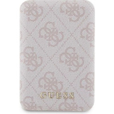 Guess Powerbank inductive 15W GUPB5FP4EMGP 5000mAh pink/pink 4G Leather Metal Logo MagSafe