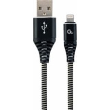 Gembird USB Male - Lightning Male Premium cotton braided 1m Black/White