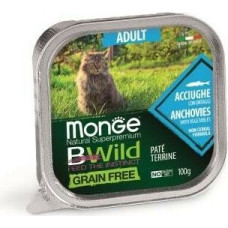 Monge BWILD Cat ADULT Anchovies with vegetables 100 g  - konservi kaķiem