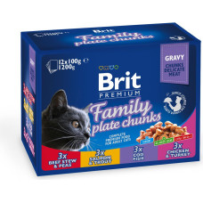 Brit Premium Cat Pouch Family Plate Chunks 1200g (12x100g)