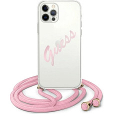 Guess GUHCP12MCRTVSPI iPhone 12/12 Pro 6.1" pink/pink hardcase Script Vintage