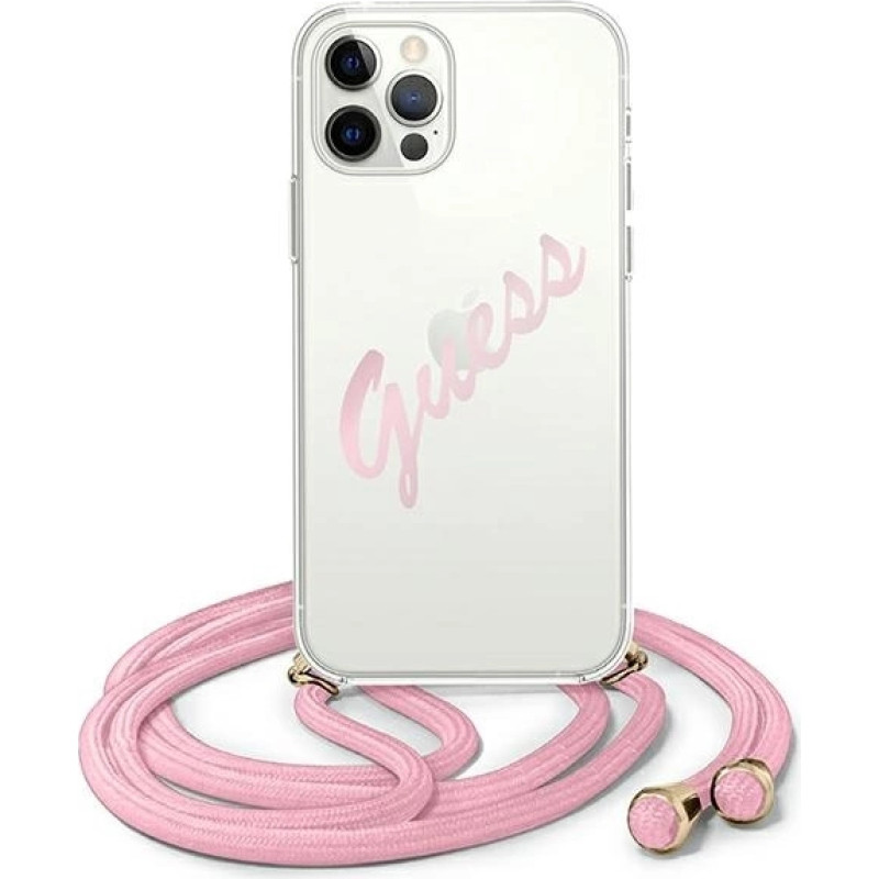 Guess GUHCP12MCRTVSPI iPhone 12/12 Pro 6.1" pink/pink hardcase Script Vintage