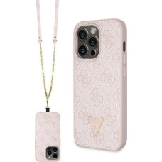 Guess GUHCP14LP4TDSCPP case for iPhone 14 Pro - pink Crossbody 4G Metal Logo