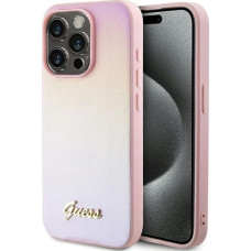 Guess Saffiano Iridescent Script case for iPhone 14 Pro Max - pink