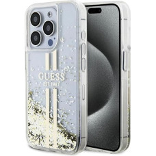 Guess Liquid Glitter Gold Stripes case for iPhone 15 Pro - transparent