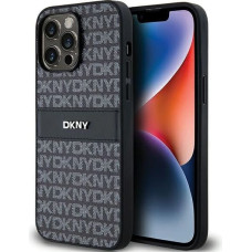 Dkny Leather Mono Stripe & Metal Logo case for iPhone 14 Pro - black