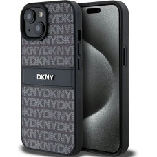 Dkny Leather Mono Stripe & Metal Logo Case for iPhone 15/14/13 - Black