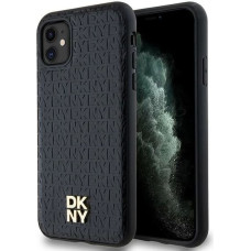 Dkny Leather Monogram Pattern Metal Logo MagSafe Case for iPhone 11 / Xr - Black