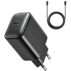 Joyroom JR-TCF23 network charger USB-C 25W SFC / PPS / PD - black + USB-C / USB-C cable 1m