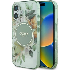 Guess IML Flower & Tonal Circle MagSafe case for iPhone 16 Plus - green