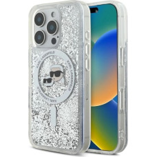 Karl Lagerfeld Liquid Glitter Karl & Choupette Head Magsafe Case for iPhone 16 Pro Max - Clear