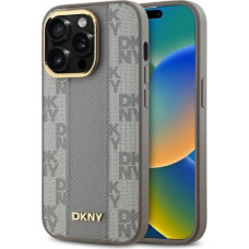 Dkny Leather Checkered Mono Pattern MagSafe iPhone 14 Pro Case - Beige