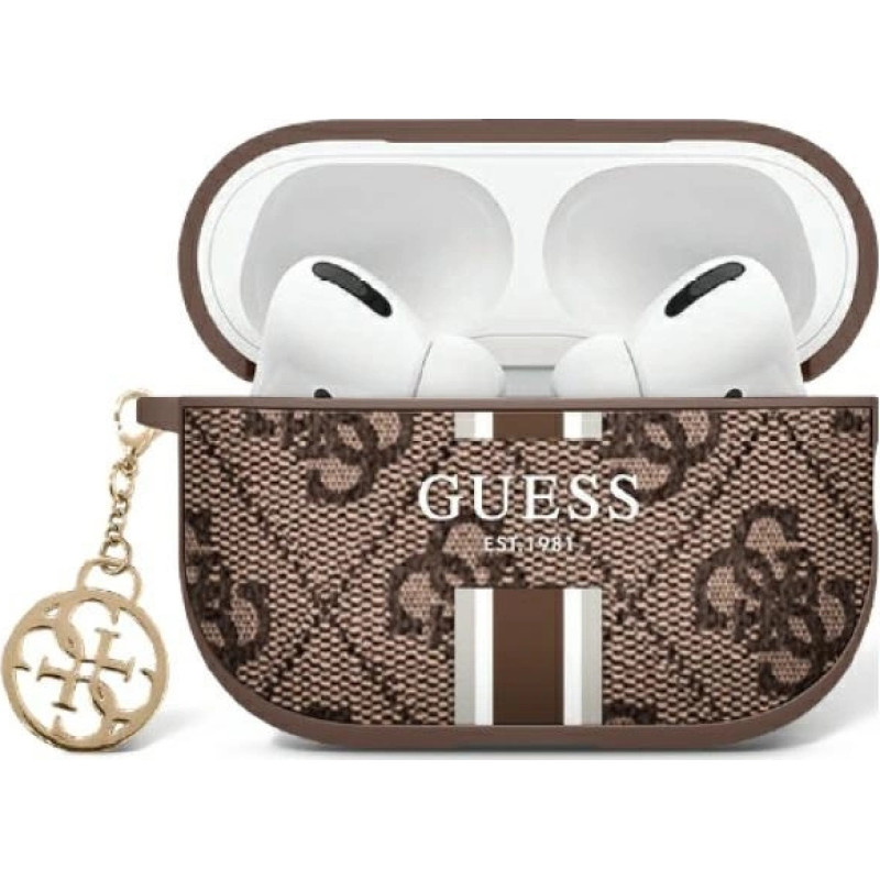 Guess GUAP2P4RPSW AirPods Pro 2 (2022/2023) cover brown/brown 4G Printed Stripes Charm