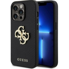 Guess Leather Perforated 4G Glitter Logo Case for iPhone 15 Pro - Black