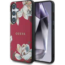 Guess Etui Guess Grained Printed Flower Pattern MagSafe do Samsung Galaxy S25 fuksja