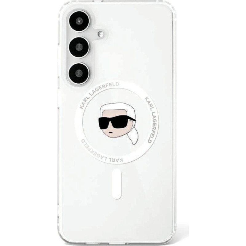 Karl Lagerfeld Etui Karl Lagerfeld Button Karl Head Printed Logo MagSafe Samsung Galaxy S25 biały