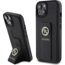 Guess Grip Stand 4G Saffiano Strass case for iPhone 15 - black