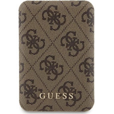 Guess Powerbank inductive 15W GUPB5FP4EMGW 5000mAh brown/brown 4G Leather Metal Logo MagSafe