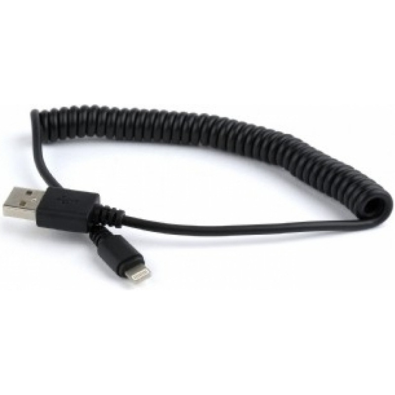 Gembird Spiral Cable USB Male - Apple Lightning Male 1.5m Black