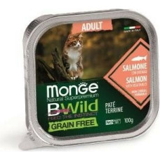 Monge BWILD Cat ADULT Salmom with vegetable 100 g  - konservi kaķiem