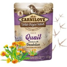 Carnilove Cat Pouch Quail Dandelion for sterilized 85g mitrā barība kaķiem