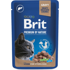 Brit Premium Cat Pouch Liver for Sterilised 100 g konservi kaķiem