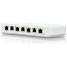 Ubiquiti USW-Ultra Layer 2, 8-port GbE PoE switch with versatile mounting options: 7x GbE PoE+ output ports, 1 xGbE PoE++ input port