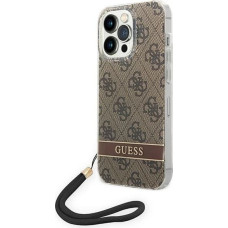 Guess GUOHCP14LH4STW iPhone 14 Pro 6.1 "brown / brown hardcase 4G Print Strap