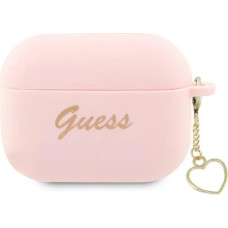 Guess GUAP2LSCHSP AirPods Pro 2 cover pink/pink Silicone Charm Heart Collection