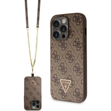 Guess GUHCP14LP4TDSCPW case for iPhone 14 Pro - brown Crossbody 4G Metal Logo