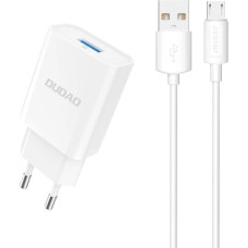 Dudao A4EU USB-A 2.1A wall charger - white + USB-A - micro USB cable