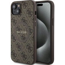 Guess 4G Collection Leather Metal Logo MagSafe Case for iPhone 15/14/13 - Brown