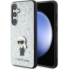 Karl Lagerfeld Fixed Glitter Ikonik Logo Metal Pin case for Samsung Galaxy S24+ - silver