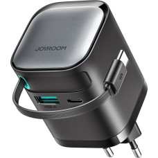 Joyroom JR-TCL02 65W USB-A USB-C GaN charger with built-in USB-C cable - black