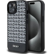 Dkny Leather Printed Pattern Metal Logo MagSafe Case for iPhone 15/14/13 - Black