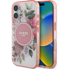 Guess IML Flower & Tonal Circle MagSafe iPhone 16 Plus Case - Pink