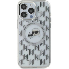 Karl Lagerfeld IML Monogram Karl & Choupette Head MagSafe iPhone 15 Case - Clear