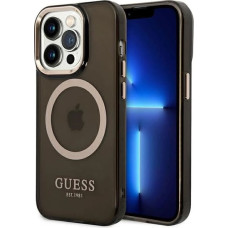 Guess GUHMP14LHTCMK iPhone 14 Pro 6.1" black/black hard case Gold Outline Translucent MagSafe