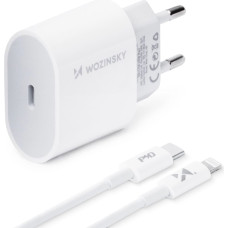 Wozinsky fast charger USB C PD 20W + USB C / Lightning cable 1m white