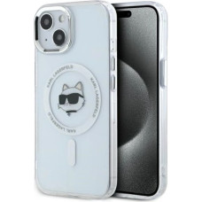 Karl Lagerfeld Etui Karl Lagerfeld IML Metal Choupette Head MagSafe na iPhone 15 Plus - białe