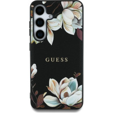 Guess Etui Guess Grained Printed Flower Pattern MagSafe do Samsung Galaxy S25 Ultra czarny