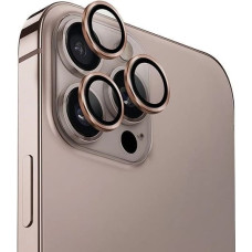 Uniq Optix Aluminum Camera Lens Protector iPhone 16 Pro 6.3" / 16 Pro Max 6.9" taupe gold camera lens glass with applicator