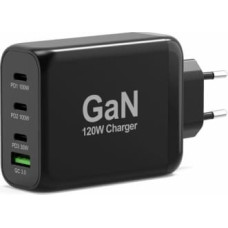 Port Lādētājs Port Power Delivery and Quick Charge 120W GaN USB-C & USB-A Black