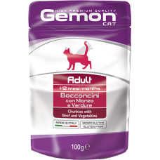 Gemon Wet Cat pouch Adult with beef/veg 100 g - konservi kaķiem