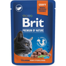 Brit Premium Cat Pouch Salmon for Sterilised 100 g konservi kaķiem