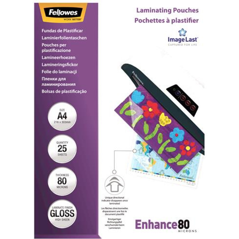 Fellowes LAMINATOR POUCH IMAGELAST/A4 80 25PCS 5396205 FELLOWES