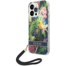 Guess GUOHCP14LHFLSB iPhone 14 Pro 6.1 "blue / blue hardcase Flower Strap